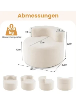 COSTWAY Sitzmöbel<Sessel rund 200 kg Belastbar in Weiß