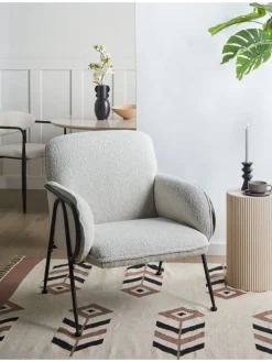 Beliani Sitzmöbel<Sessel TRYSNES in Beige/Schwarz - (W) 74 x (H) 84 x (L) 75 cm