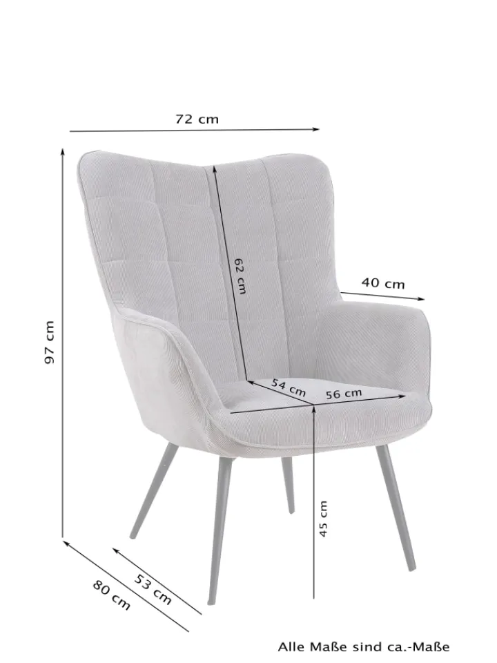 byLiving Sitzmöbel<Sessel UTA in Grau