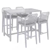 MCW Möbel-Sets<Set Bartisch + 4x Barhocker P91, Hellgrau