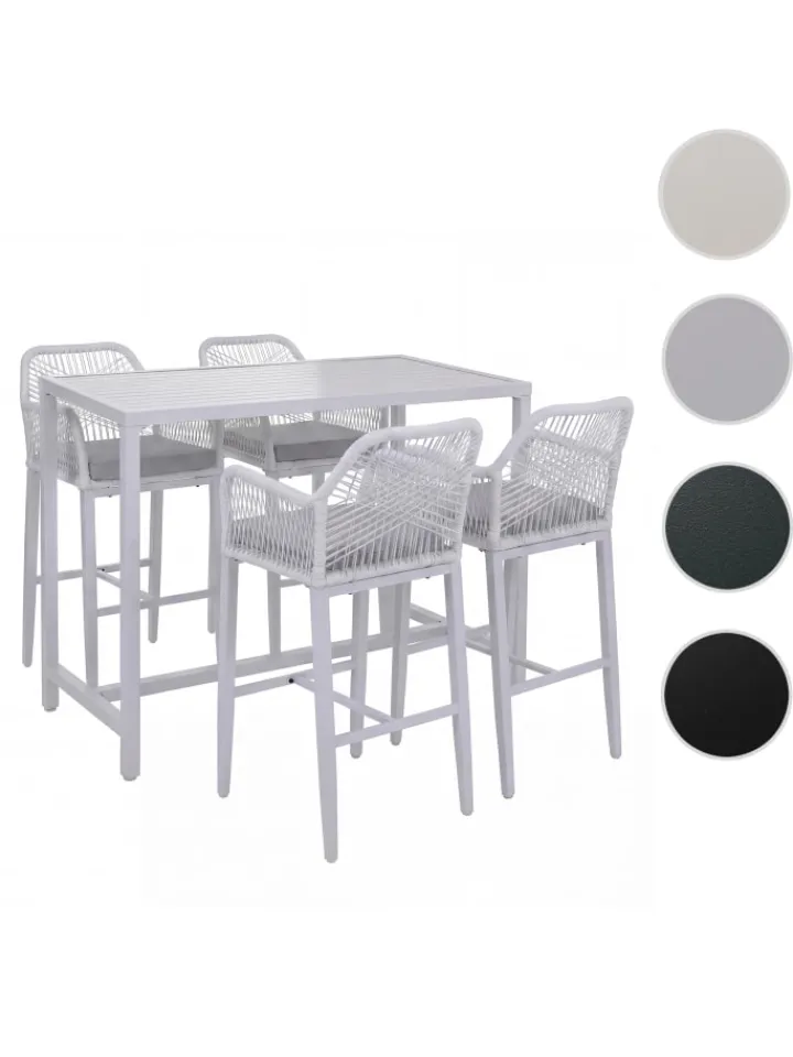 MCW Möbel-Sets<Set Bartisch + 4x Barhocker P91, Hellgrau