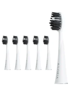 Ailoria Zahn & Mundpflege<SHINE BRIGHT Charcoal Ersatzbürstenköpfe 6er Set in weiß