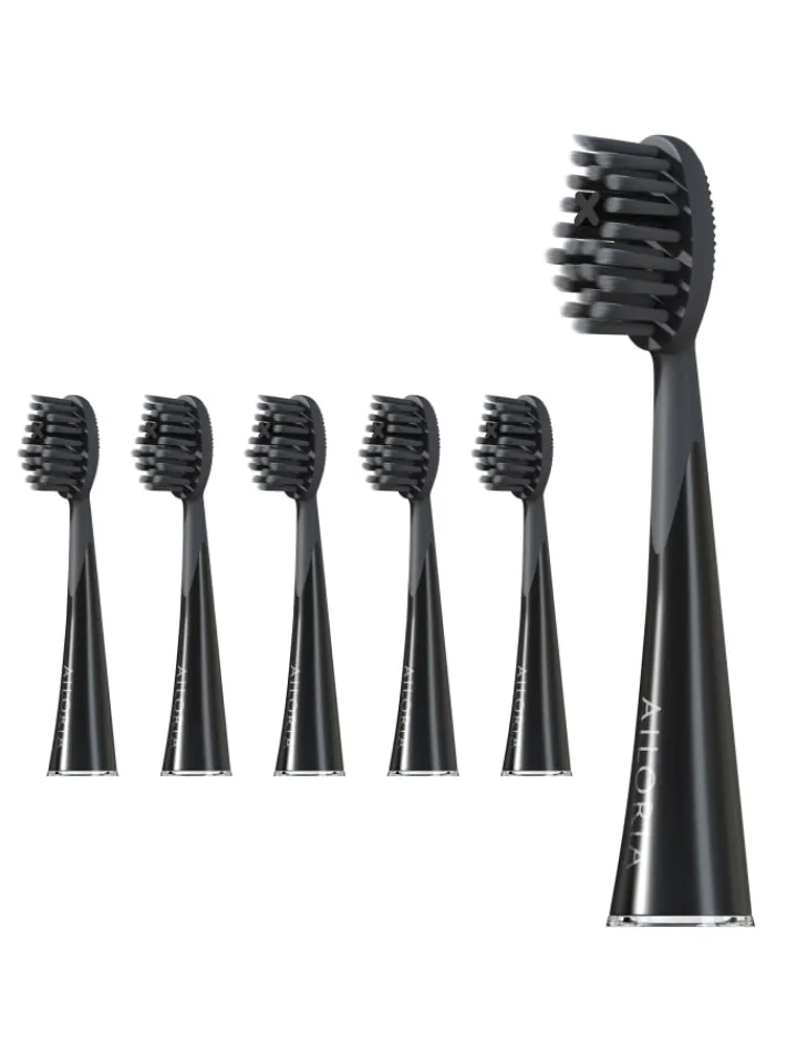 Ailoria Zahn & Mundpflege<SHINE BRIGHT Charcoal Ersatzbürstenköpfe 6er Set in schwarz