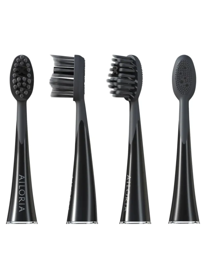 Ailoria Zahn & Mundpflege<SHINE BRIGHT Charcoal Ersatzbürstenköpfe 6er Set in schwarz