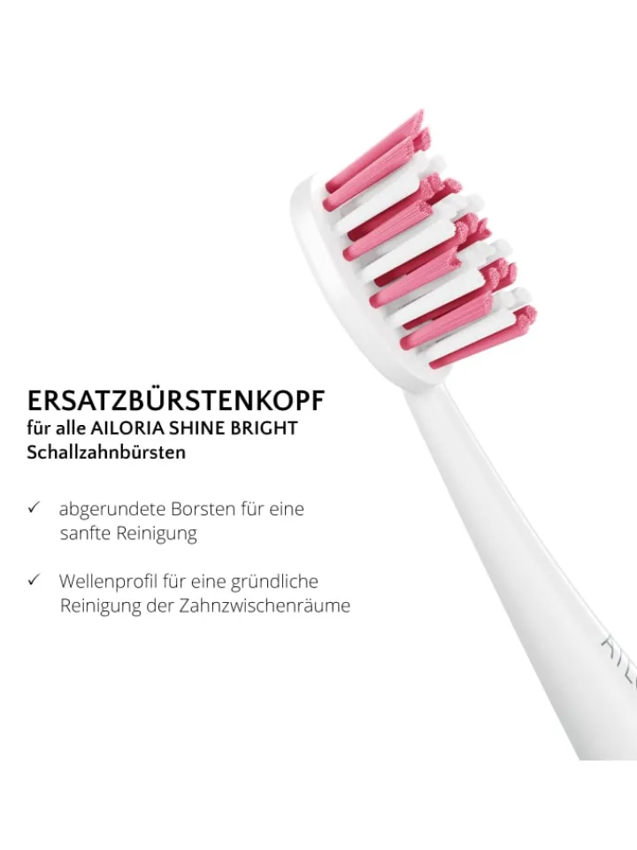 Ailoria Zahn & Mundpflege<SHINE BRIGHT Ersatzbürstenköpfe 6er Set in rosa