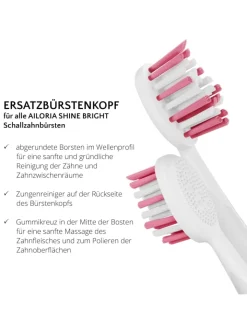 Ailoria Zahn & Mundpflege<SHINE BRIGHT Extra Clean Ersatzbürstenköpfe 12er Set in rosa