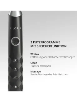 Ailoria Zahn & Mundpflege<SHINE BRIGHT USB-Schallzahnbürste in schwarz