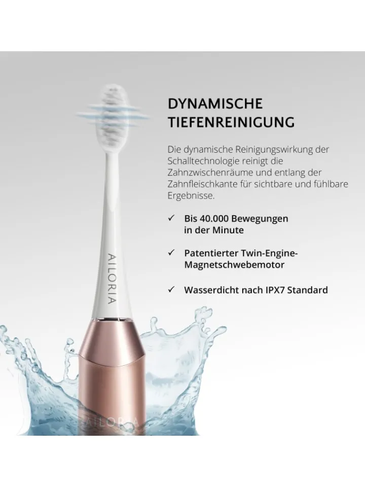 Ailoria Zahn & Mundpflege<SHINE BRIGHT USB-Schallzahnbürste in roségold