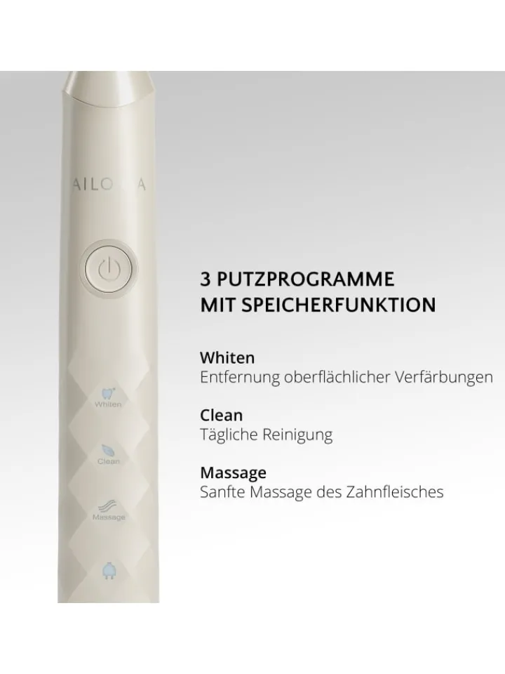 Ailoria Zahn & Mundpflege<SHINE BRIGHT USB-Schallzahnbürste in weiß