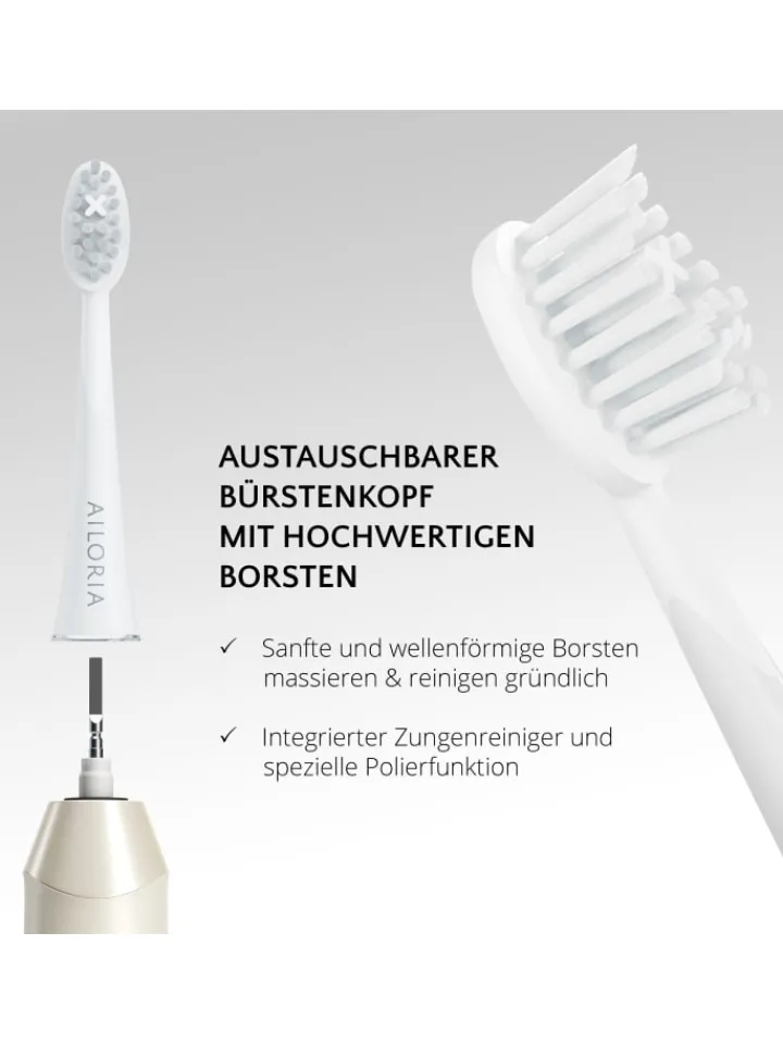 Ailoria Zahn & Mundpflege<SHINE BRIGHT USB-Schallzahnbürste in weiß