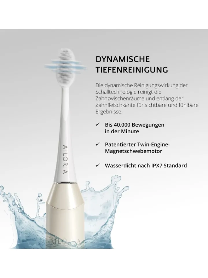 Ailoria Zahn & Mundpflege<SHINE BRIGHT USB-Schallzahnbürste in weiß