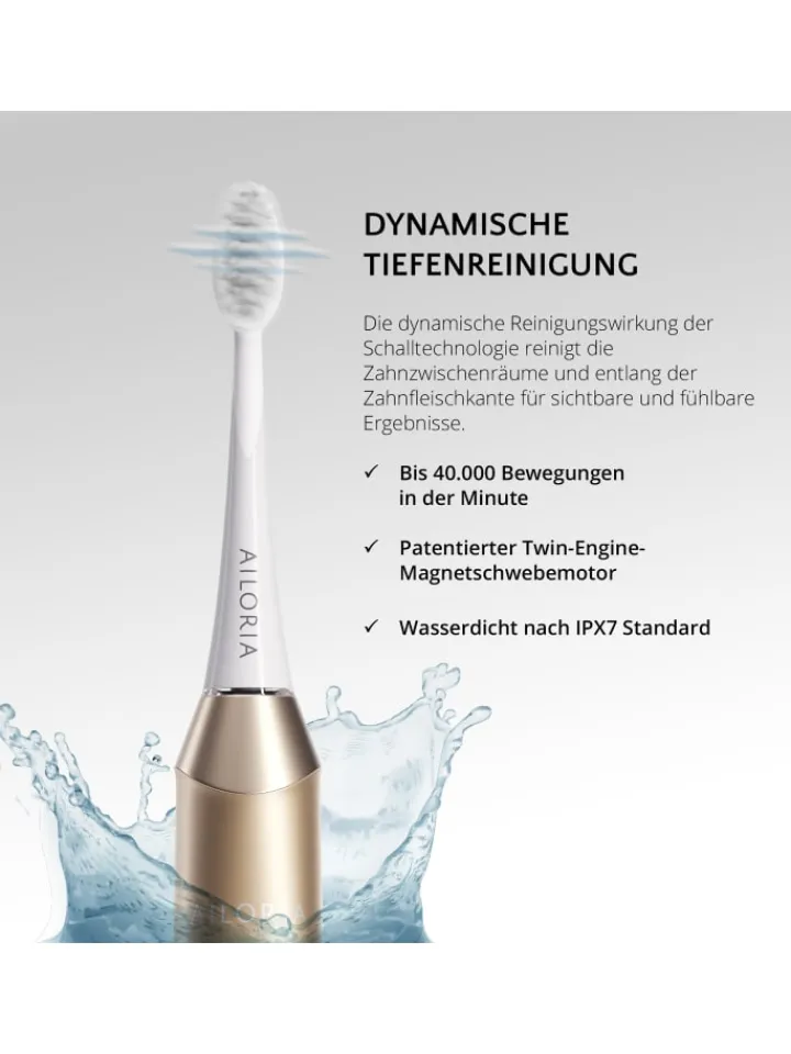 Ailoria Zahn & Mundpflege<SHINE BRIGHT USB-Schallzahnbürste in gold