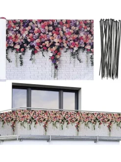 Wenko Gartenmöbel<Sichtschutz "Roses" in Grau/ Pink - (B)500 x (H)85 cm