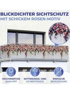Wenko Gartenmöbel<Sichtschutz "Roses" in Grau/ Pink - (B)500 x (H)85 cm