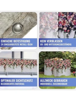 Wenko Gartenmöbel<Sichtschutz "Roses" in Grau/ Pink - (B)500 x (H)85 cm