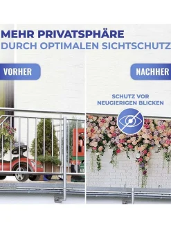 Wenko Gartenmöbel<Sichtschutz "Roses" in Grau/ Pink - (B)500 x (H)85 cm