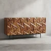 KADIMA DESIGN Regale & Schränke<Sideboard "Metallux", Sheesham-Holz, 3D-Oberfläche, Braun, Modern