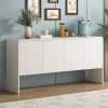 ABRIHOME Regale & Schränke<Sideboard mit 4 Türen und Rückstoßvorrichtung in Weiß