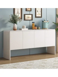 ABRIHOME Regale & Schränke<Sideboard mit 4 Türen und Rückstoßvorrichtung in Weiß