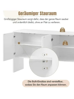 ABRIHOME Regale & Schränke<Sideboard mit 4 Türen und Rückstoßvorrichtung in Weiß
