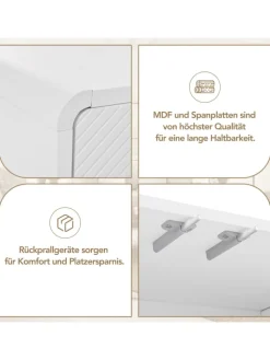 ABRIHOME Regale & Schränke<Sideboard mit 4 Türen und Rückstoßvorrichtung in Weiß