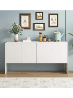 ABRIHOME Regale & Schränke<Sideboard mit 4 Türen und Rückstoßvorrichtung in Weiß