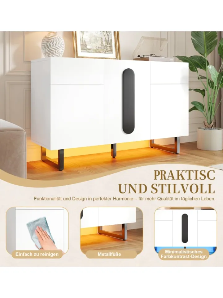 ABRIHOME Regale & Schränke<Sideboard mit großem Stauraum, Schubladen & Türen