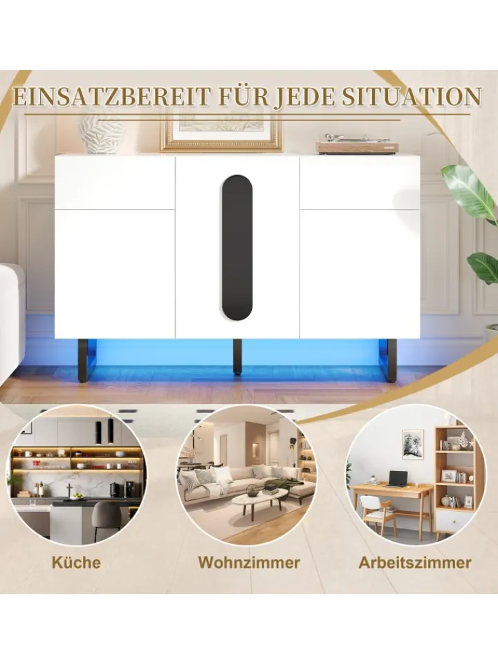 ABRIHOME Regale & Schränke<Sideboard mit großem Stauraum, Schubladen & Türen