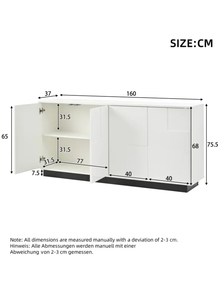ABRIHOME Regale & Schränke<Sideboard mit Push-to-Open & Kippschutz