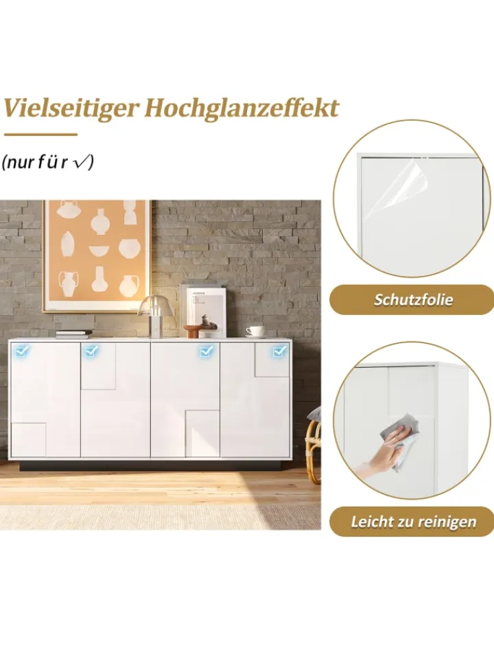 ABRIHOME Regale & Schränke<Sideboard mit Push-to-Open & Kippschutz