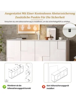 ABRIHOME Regale & Schränke<Sideboard mit Push-to-Open & Kippschutz