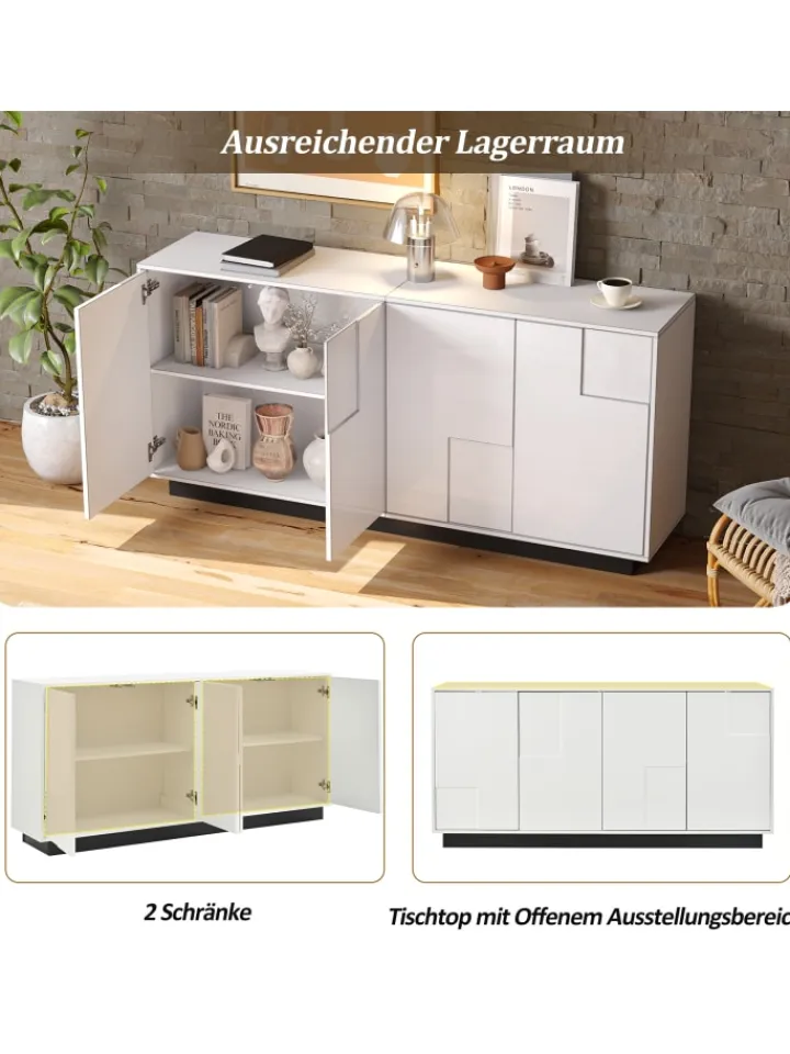 ABRIHOME Regale & Schränke<Sideboard mit Push-to-Open & Kippschutz