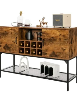 COSTWAY Regale & Schränke<Sideboard mit Weinregal 120cm in Braun