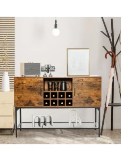 COSTWAY Regale & Schränke<Sideboard mit Weinregal 120cm in Braun