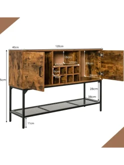 COSTWAY Regale & Schränke<Sideboard mit Weinregal 120cm in Braun