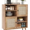 COSTWAY Regale & Schränke<Sideboard Rattan 97cm in Hellbraun