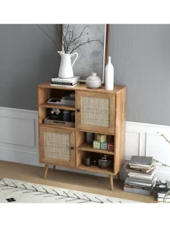 COSTWAY Regale & Schränke<Sideboard Rattan 97cm in Hellbraun