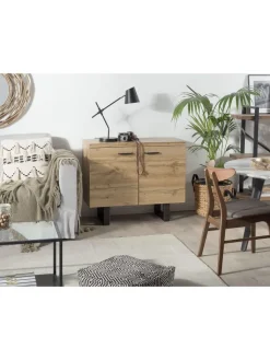 Beliani Regale & Schränke<Sideboard TIMBER in Braun/Grau - (W) 94 x (H) 79 x (L) 42 cm