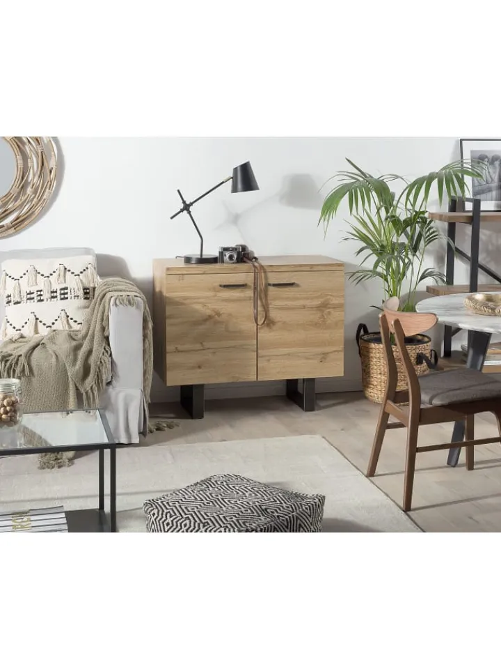 Beliani Regale & Schränke<Sideboard TIMBER in Braun/Grau - (W) 94 x (H) 79 x (L) 42 cm