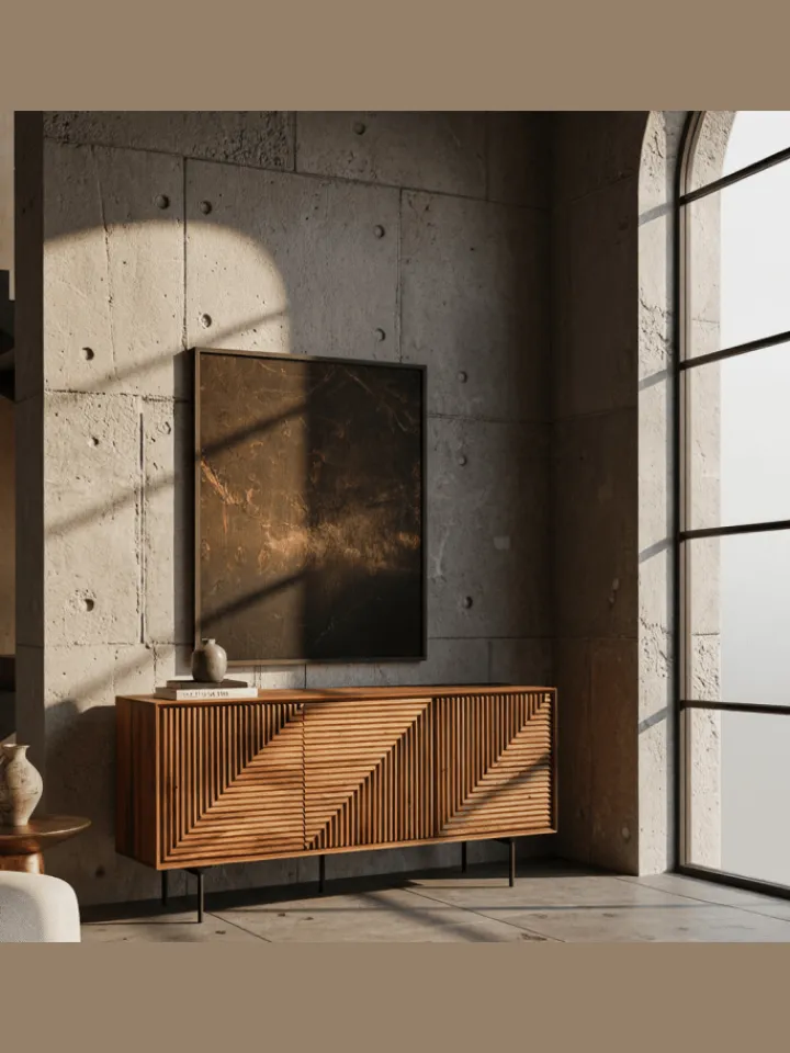 KADIMA DESIGN Regale & Schränke<Sideboard 148x72x40 cm Massivholz / Metall Anrichte, Kommode