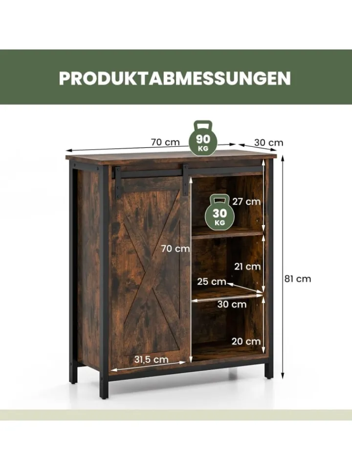 COSTWAY Regale & Schränke<Sideboard 70x30x81cm in Braun
