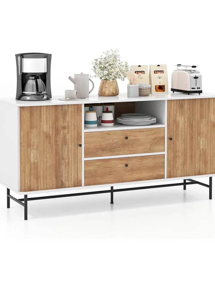 COSTWAY Regale & Schränke<Sideboard 150x45x74cm in Weiß