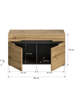 xonox.home Garderoben<Sitzbank (B/H/T: 80x45x37 cm) in Basalt grau und Artisan Nachbildung