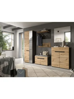 xonox.home Garderoben<Sitzbank (B/H/T: 80x45x37 cm) in Basalt grau und Artisan Nachbildung