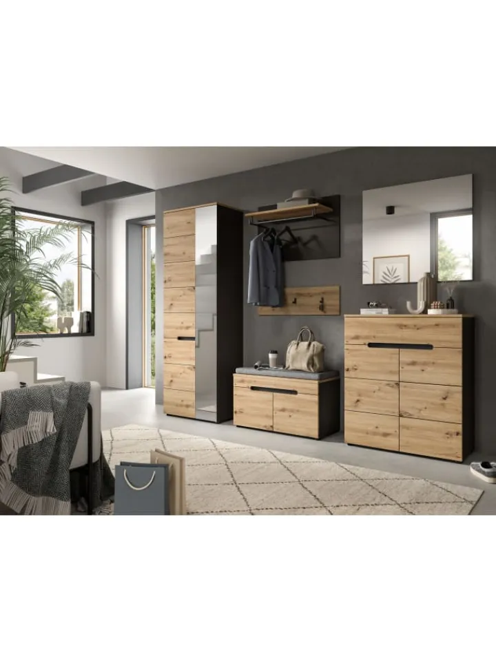 xonox.home Garderoben<Sitzbank (B/H/T: 80x45x37 cm) in Basalt grau und Artisan Nachbildung