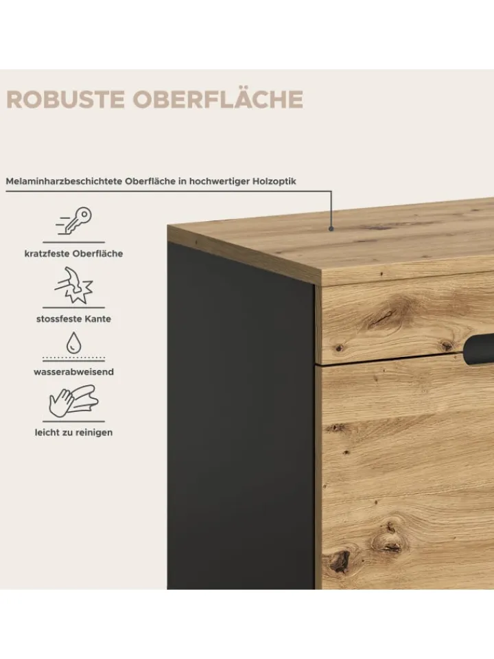xonox.home Garderoben<Sitzbank (B/H/T: 80x45x37 cm) in Basalt grau und Artisan Nachbildung
