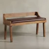 KADIMA DESIGN Sitzmöbel<Sitzbank | Echtleder/Holz, 108x63x43cm, Rückenlehne