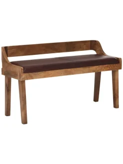 KADIMA DESIGN Sitzmöbel<Sitzbank | Echtleder/Holz, 108x63x43cm, Rückenlehne