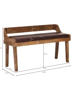 KADIMA DESIGN Sitzmöbel<Sitzbank | Echtleder/Holz, 108x63x43cm, Rückenlehne