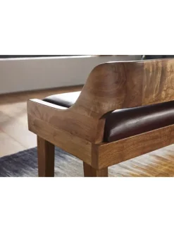 KADIMA DESIGN Sitzmöbel<Sitzbank | Echtleder/Holz, 108x63x43cm, Rückenlehne